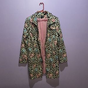 Nicole by Nicole Miller floral jacket leopard trench coat